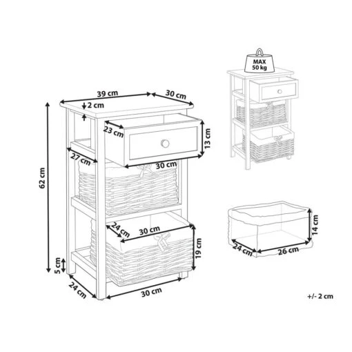 Beliani Nachtkast FLOWELLA - Wit Mdf -Cinderella Verkoop 1000081373 0102